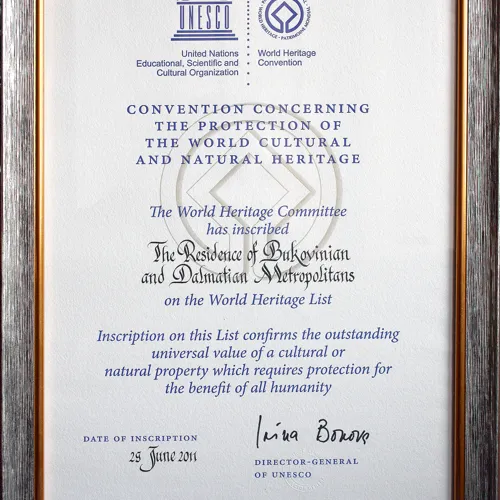 Certificate of the UNESCO