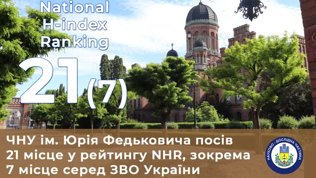 7 позиція серед ЗВО України в Ukrainian National H-index Ranking 2023